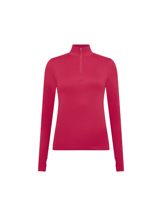 Womens 99% Bio-Based Zipped Long Sleeve Top—Acai Pink