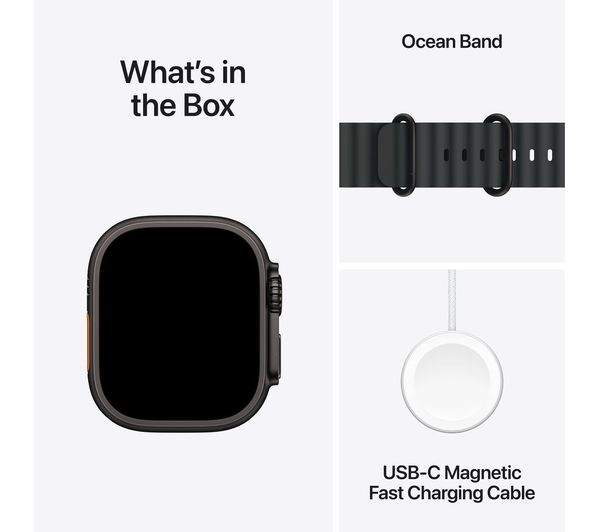 APPLE Watch Ultra 2 Cellular - 49mm Black Titanium Case with Black Ocean Band - Acceptable