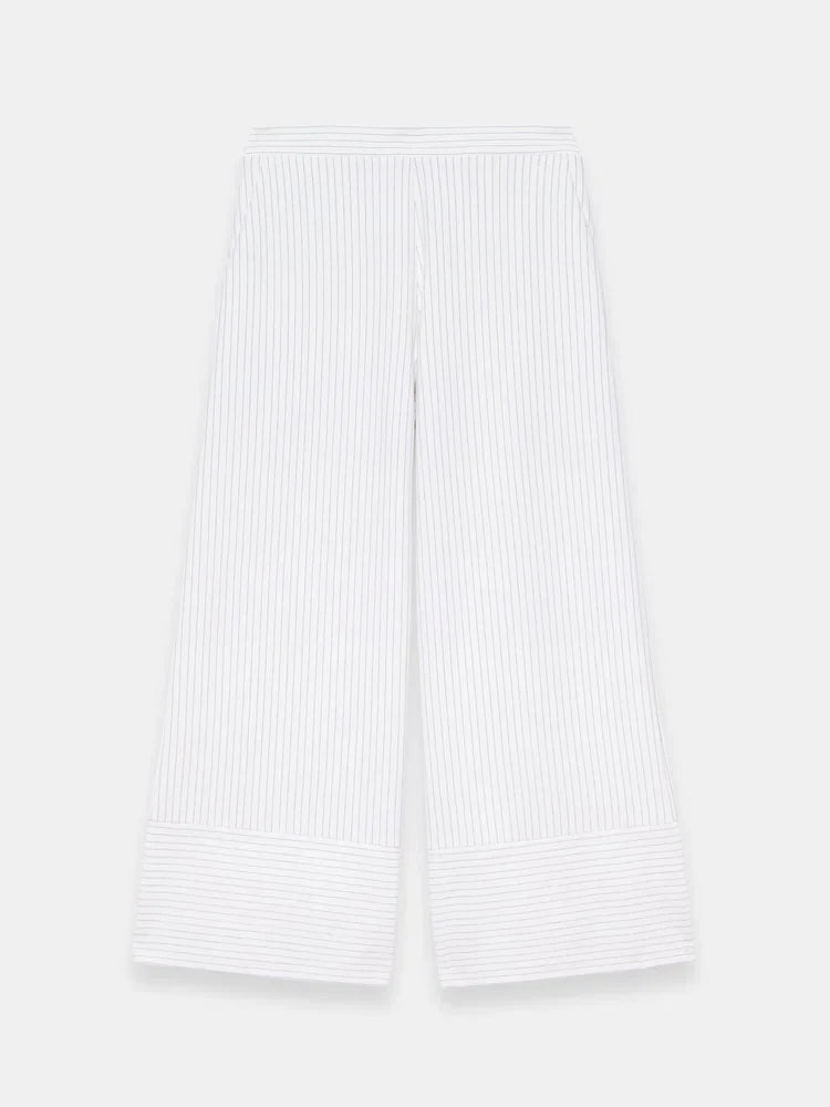Mint Velvet Natural Pinstripe Wide Trousers