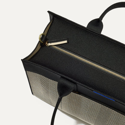 The Classic Tote - Black Herringbone