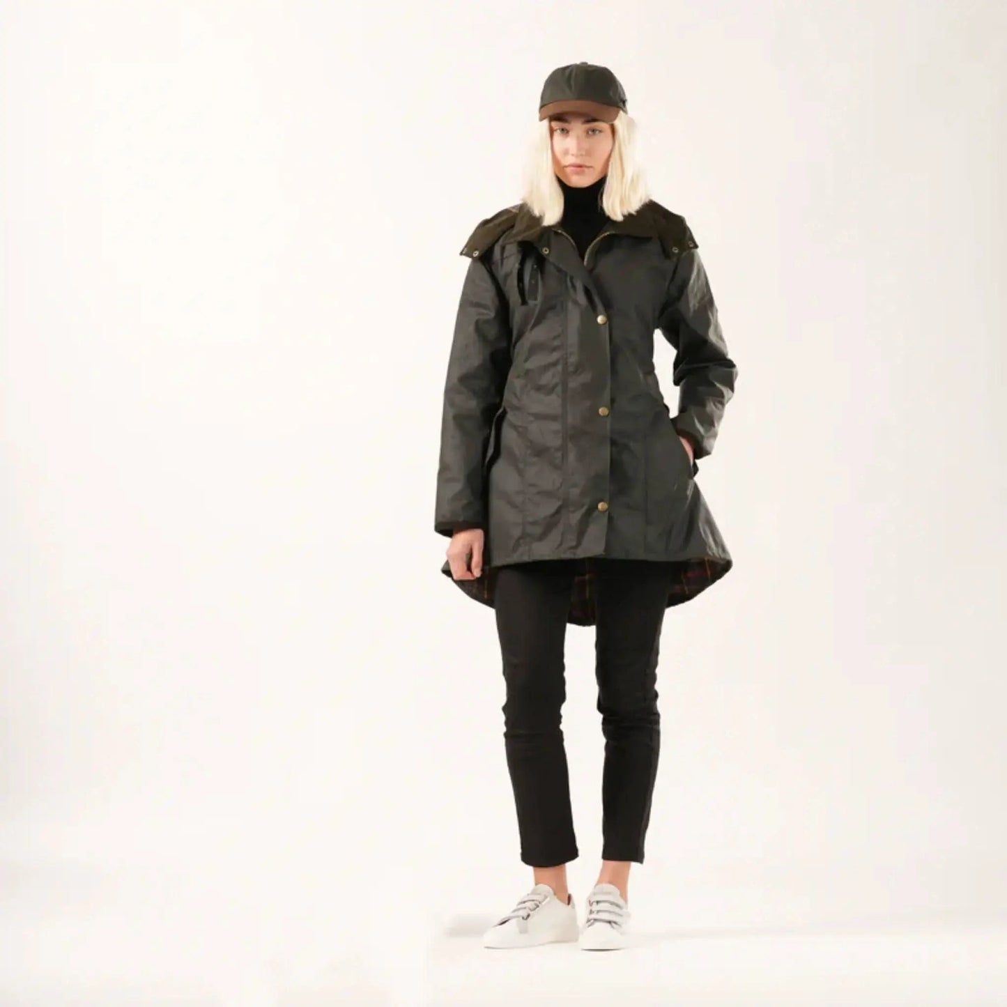 Louise Racing Green Poppy Lined Wax Coat