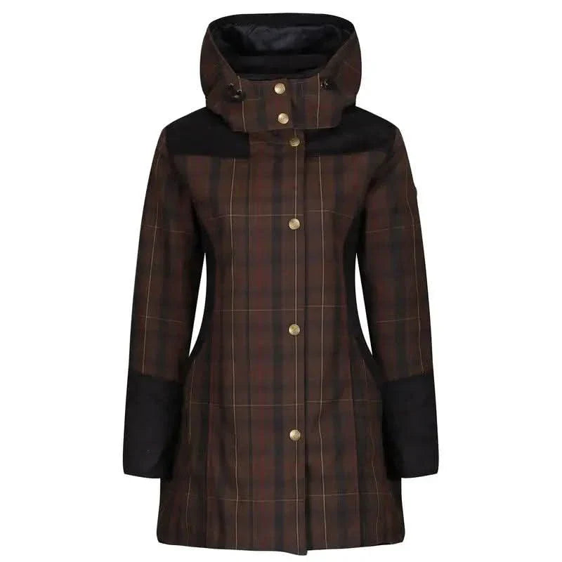 Odette Brown Check Waterproof Coat