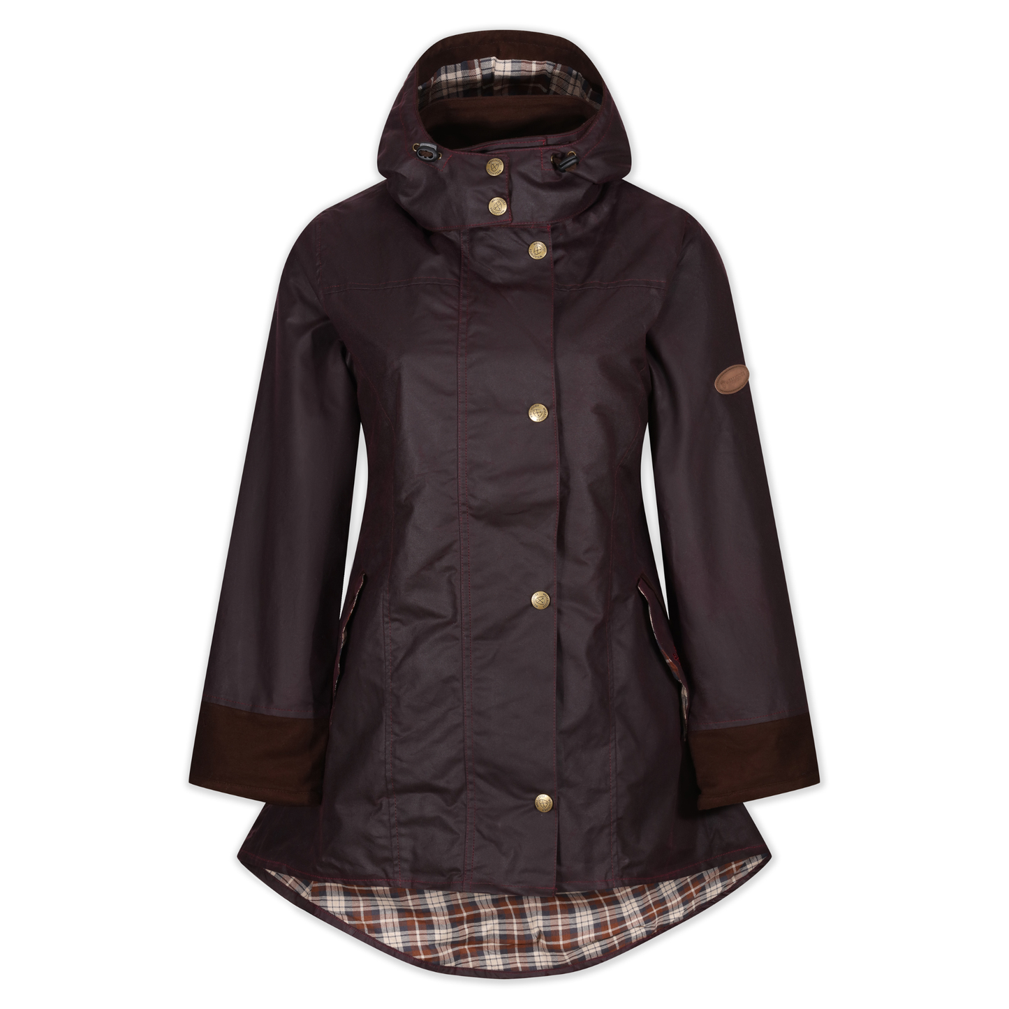 Louise Mahogany Poppy Lined Wax Coat