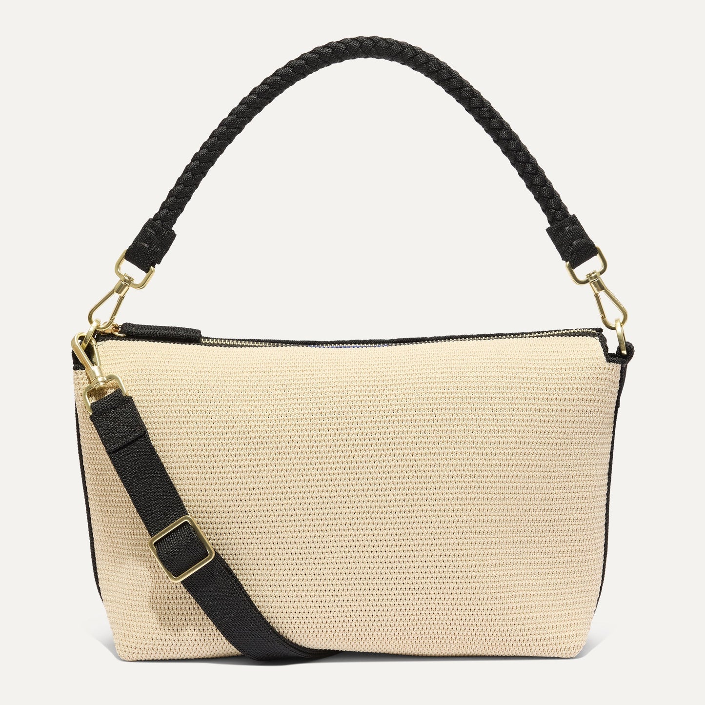 The Daily Crossbody - Black and White Raffia-Knit