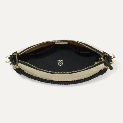 The Daily Crossbody - Black and White Raffia-Knit