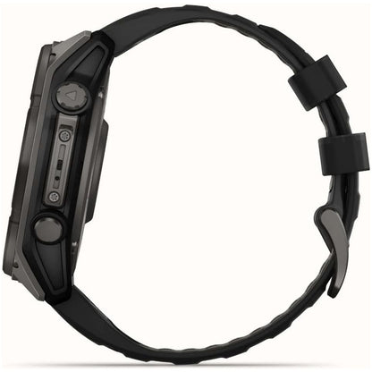 Garmin Fenix 8 - 51mm Solar Sapphire, Carbon Grey Titanium with Black/Grey Silicone Band