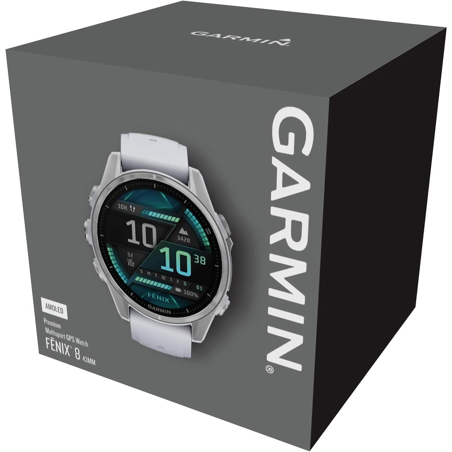 Garmin fēnix 8 Premium Multisport GPS Smartwatch – 43mm Whitestone with AMOLED Display & Built-in LED Flashlight
