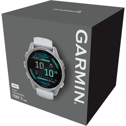 Garmin fēnix 8 Premium Multisport GPS Smartwatch – 43mm Whitestone with AMOLED Display & Built-in LED Flashlight