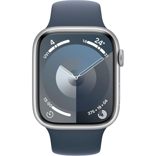 Apple Watch Series 9 (GPS + Cellular) 45mm - Silver Aluminium Case with Midnight Black Sport Band