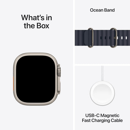 Apple Watch Ultra 2 (49mm) GPS + Cellular – Titanium Case with Navy Ocean Band, Fitness & Sports Smartwatch