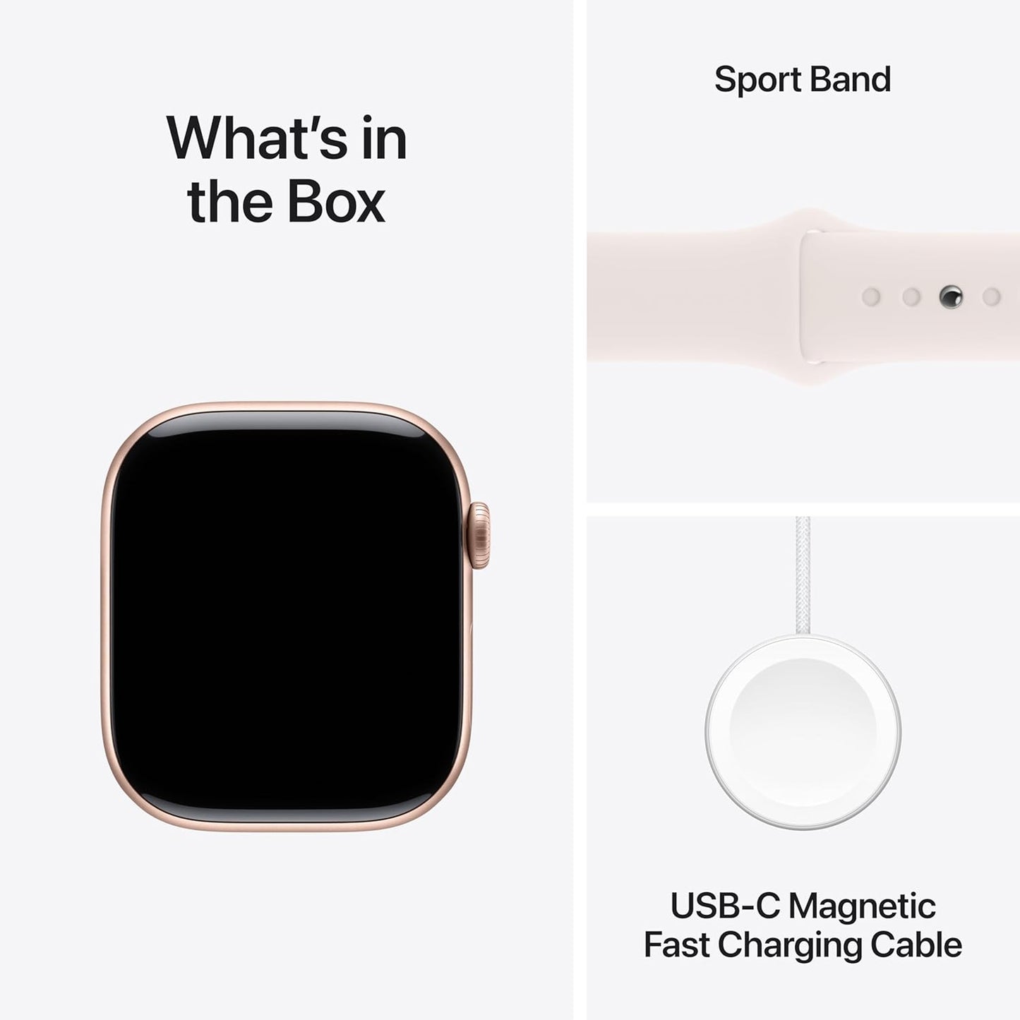 Apple Watch Series 10 GPS 42mm Smartwatch with Rose Gold Aluminium Case with Light Blush Sport Band - S/M. Fitness Tracker, ECG App, Always-On Retina Display, Water Resistant
