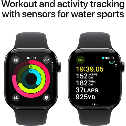 Apple Watch Series 10 GPS 46mm Jet Black Aluminium Case with Black Sport Band