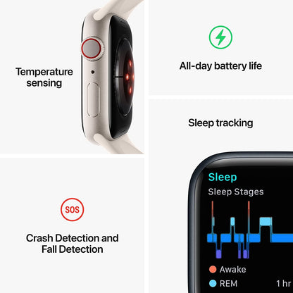 Apple Watch Series 8 (GPS + Cellular, 41mm) - Midnight Aluminum Case with Midnight Sport Band