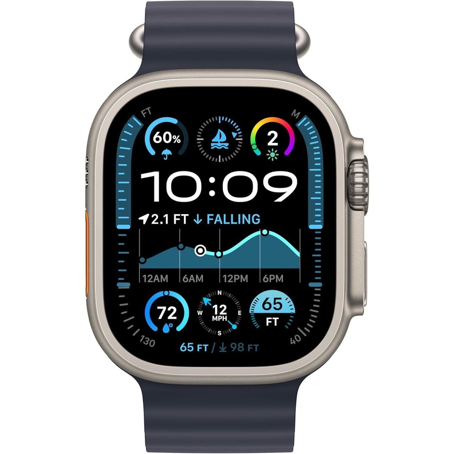 Apple Watch Ultra 2 (49mm) GPS + Cellular – Titanium Case with Navy Ocean Band, Fitness & Sports Smartwatch