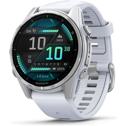 Garmin fēnix 8 Premium Multisport GPS Smartwatch – 43mm Whitestone with AMOLED Display & Built-in LED Flashlight