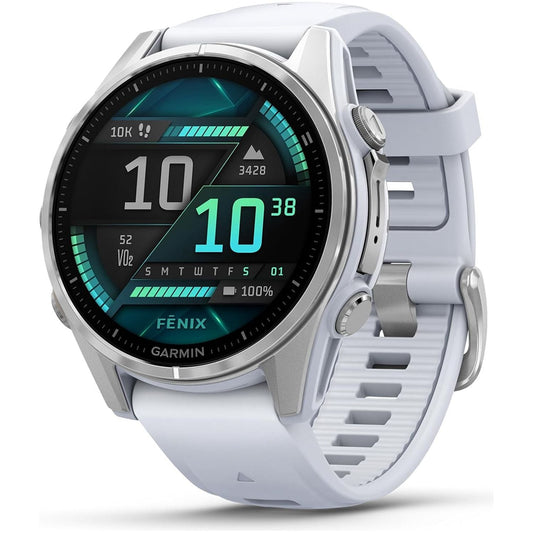 Garmin fēnix 8 Premium Multisport GPS Smartwatch – 43mm Whitestone with AMOLED Display & Built-in LED Flashlight