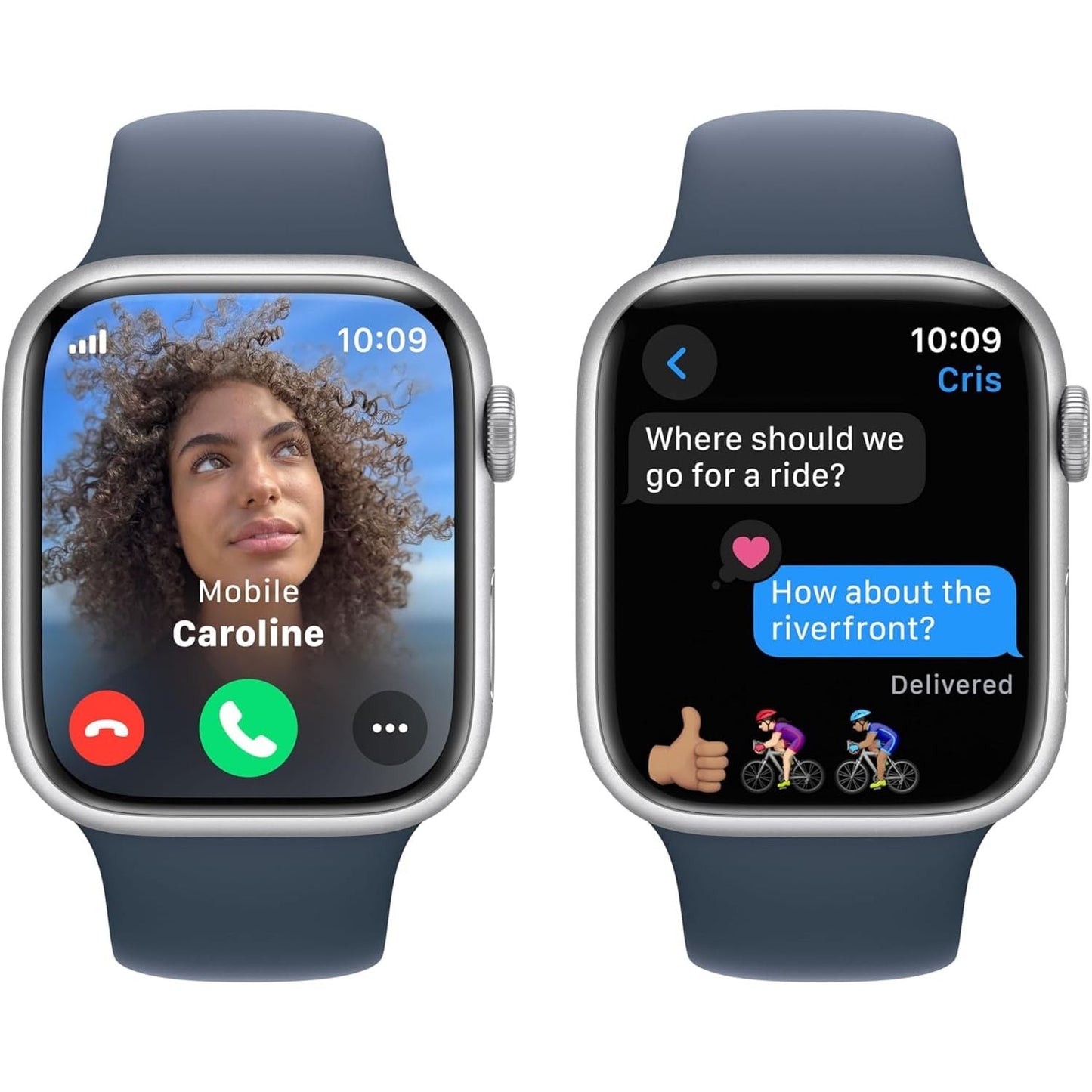 Apple Watch Series 9 (GPS + Cellular) 45mm - Silver Aluminium Case with Midnight Black Sport Band