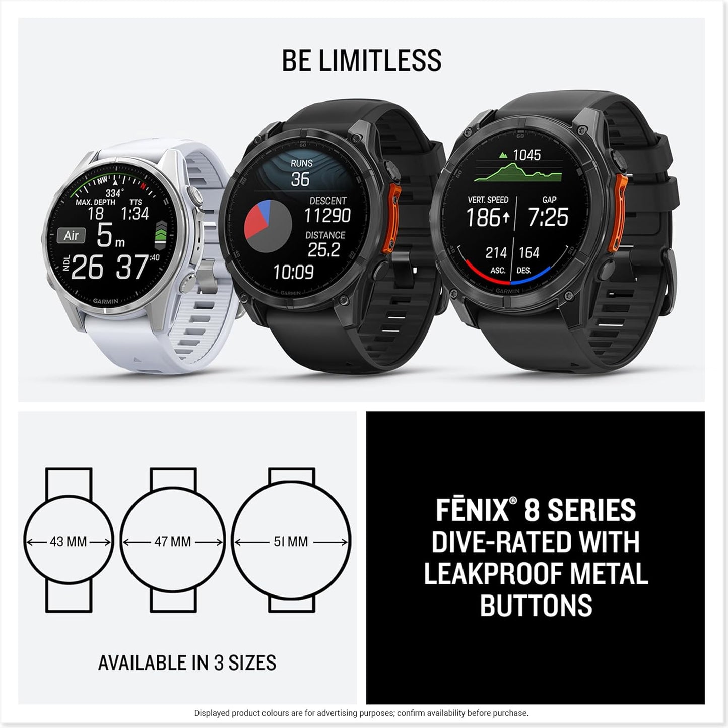Garmin fēnix 8 Premium Multisport GPS Smartwatch – 43mm Whitestone with AMOLED Display & Built-in LED Flashlight