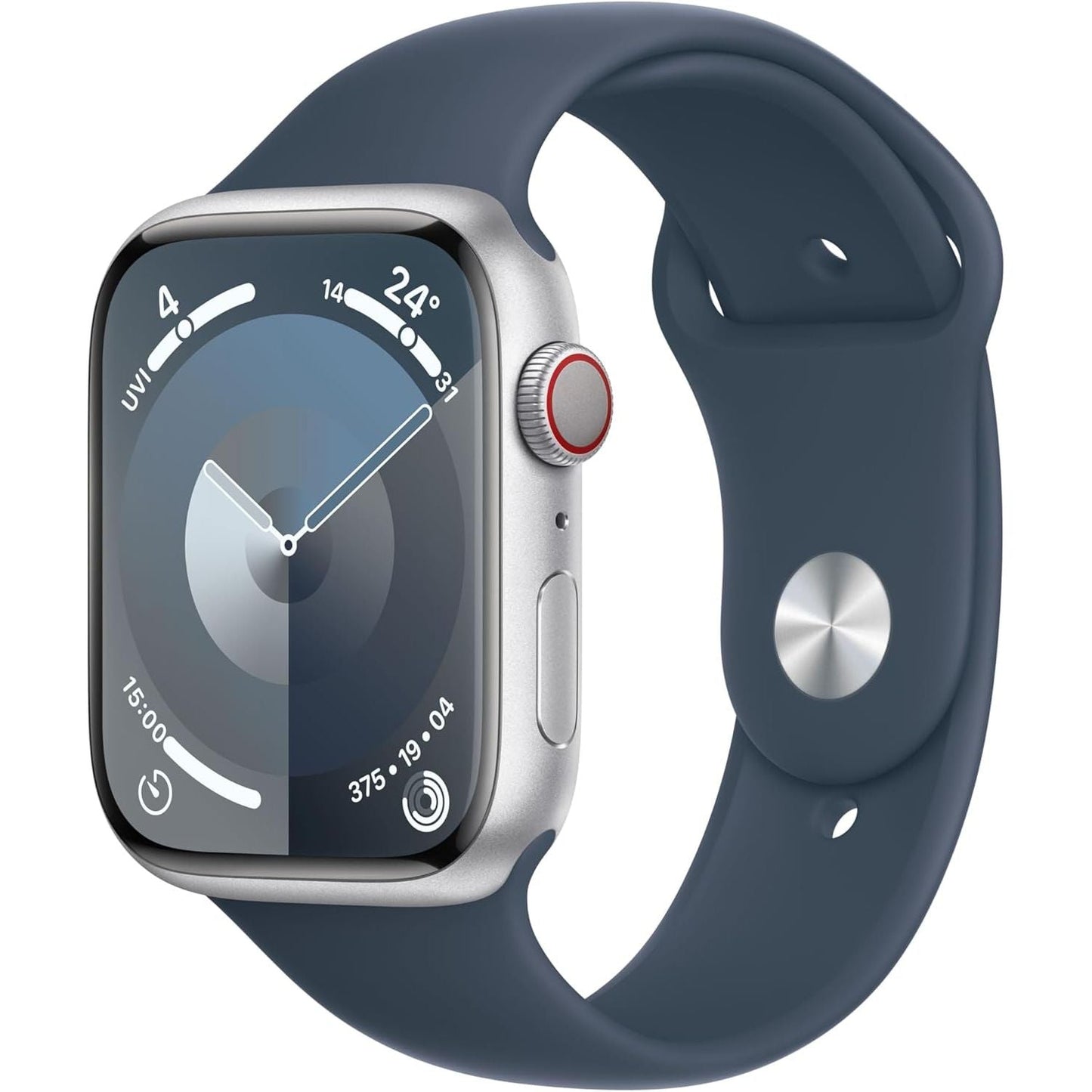 Apple Watch Series 9 (GPS + Cellular) 45mm - Silver Aluminium Case with Midnight Black Sport Band