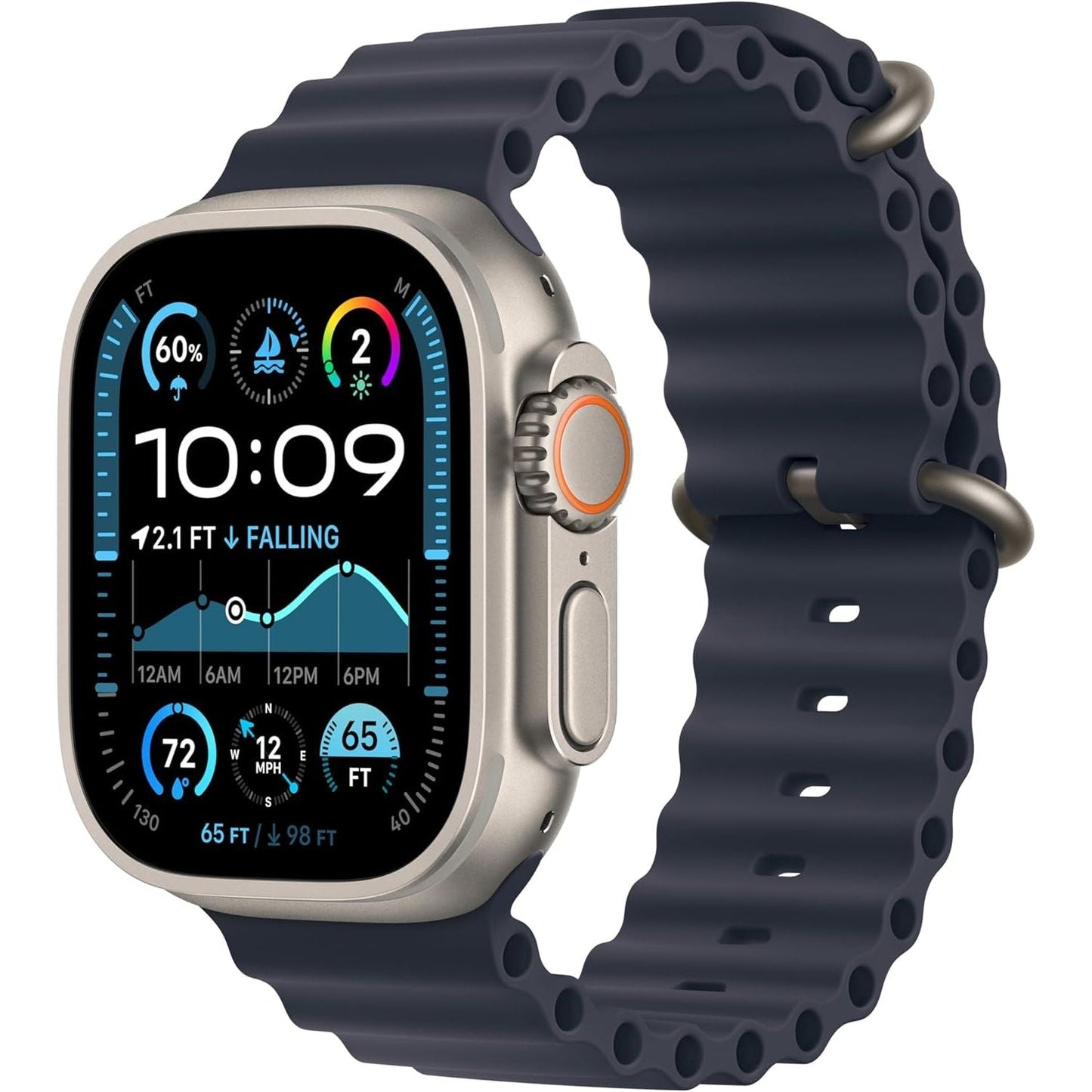 Apple Watch Ultra 2 (49mm) GPS + Cellular – Titanium Case with Navy Ocean Band, Fitness & Sports Smartwatch