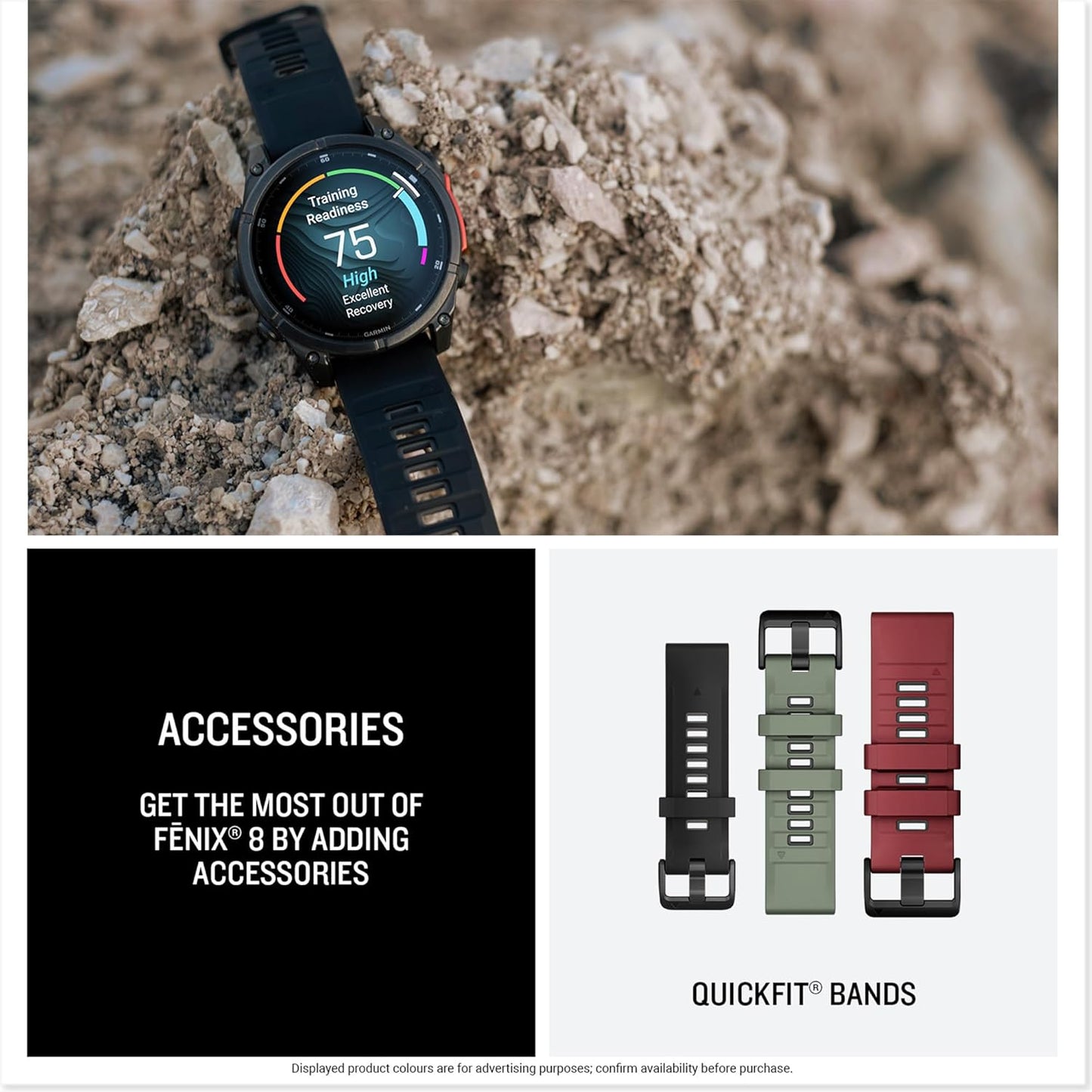 Garmin fēnix 8 Premium Multisport GPS Smartwatch – 43mm Whitestone with AMOLED Display & Built-in LED Flashlight