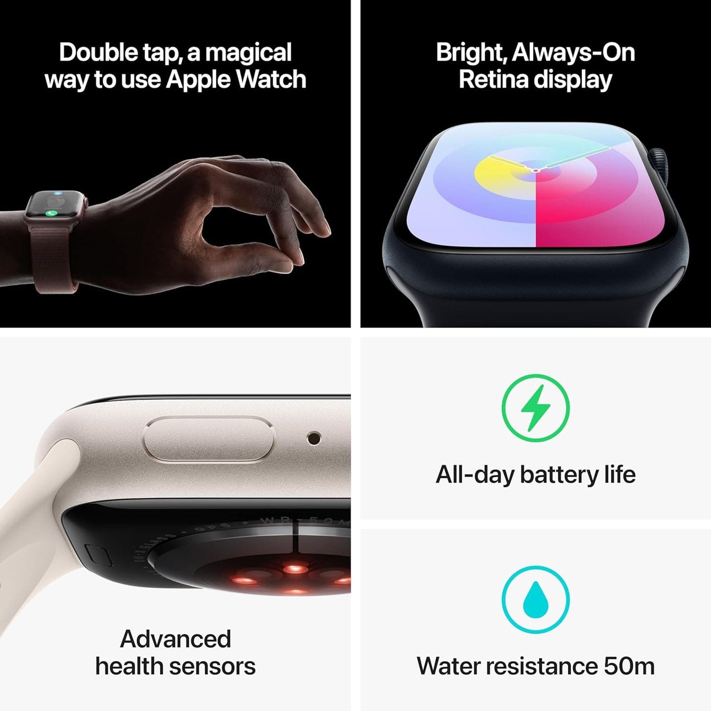 Apple Watch Series 9 GPS 41mm – Midnight Aluminium Case with Midnight Sport Band (S/M)