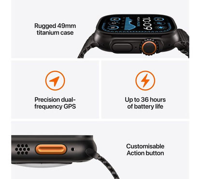 APPLE Watch Ultra 2 Cellular - 49mm Black Titanium Case with Black Ocean Band - Acceptable