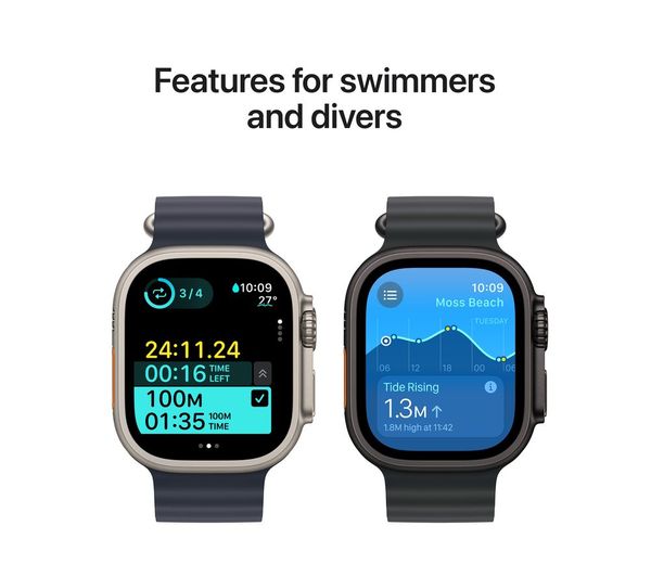 APPLE Watch Ultra 2 Cellular - 49mm Black Titanium Case with Black Ocean Band - Acceptable