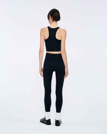 Womens 99% Bio-Based Compressive Ribbed Tank Top—Black