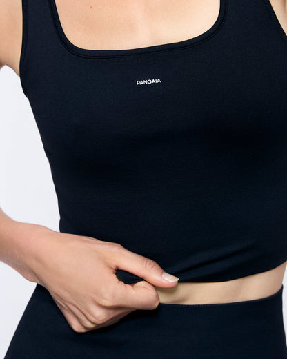 Womens 99% Bio-Based Compressive Ribbed Tank Top—Black