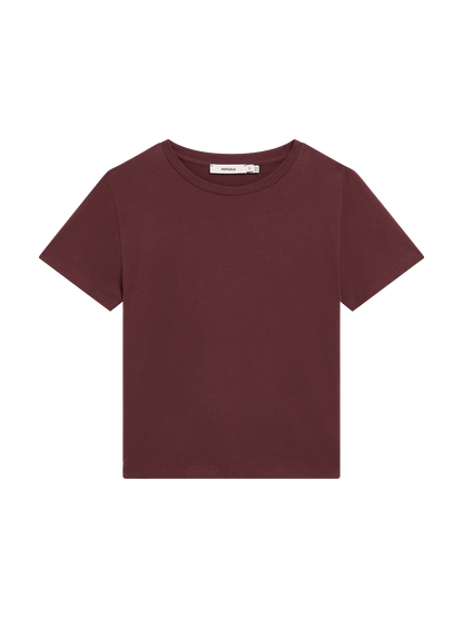 Womens Cotton-Stretch Slim T-Shirt—Chestnut Maroon