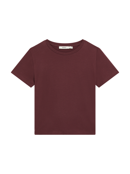 Womens Cotton-Stretch Slim T-Shirt—Chestnut Maroon