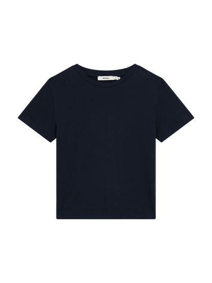 Womens Cotton-Stretch Slim T-Shirt—Midnight Navy