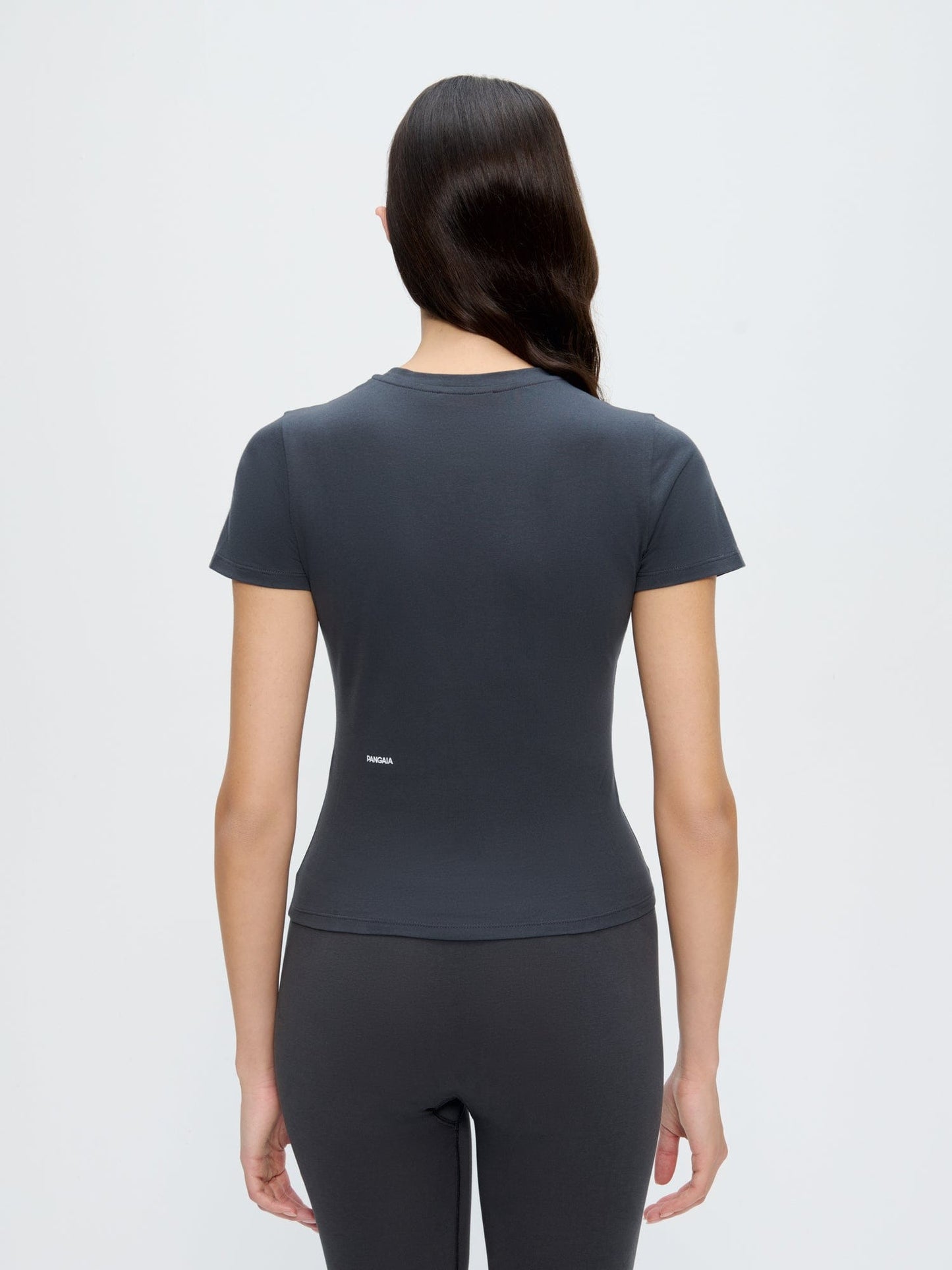Womens Cotton-Stretch Slim T-Shirt—Smoked Black