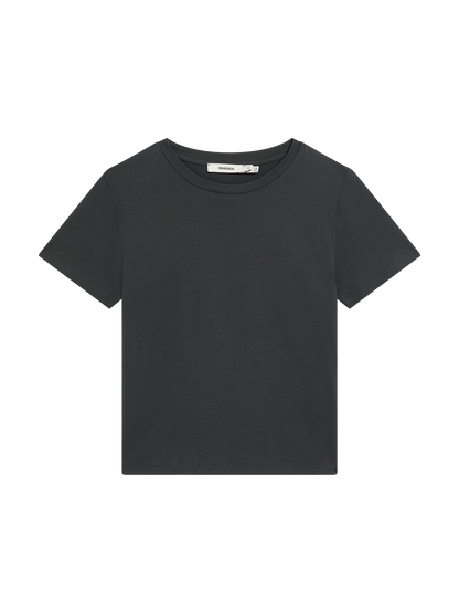 Womens Cotton-Stretch Slim T-Shirt—Smoked Black