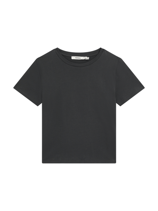 Womens Cotton-Stretch Slim T-Shirt—Smoked Black