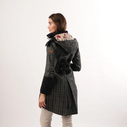Odette Grey Check Waterproof Coat