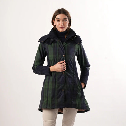 Odette Navy Check Waterproof Coat