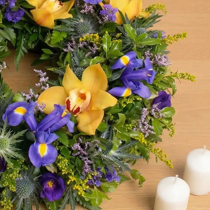 Sympathy Orchid and Iris Wreath
