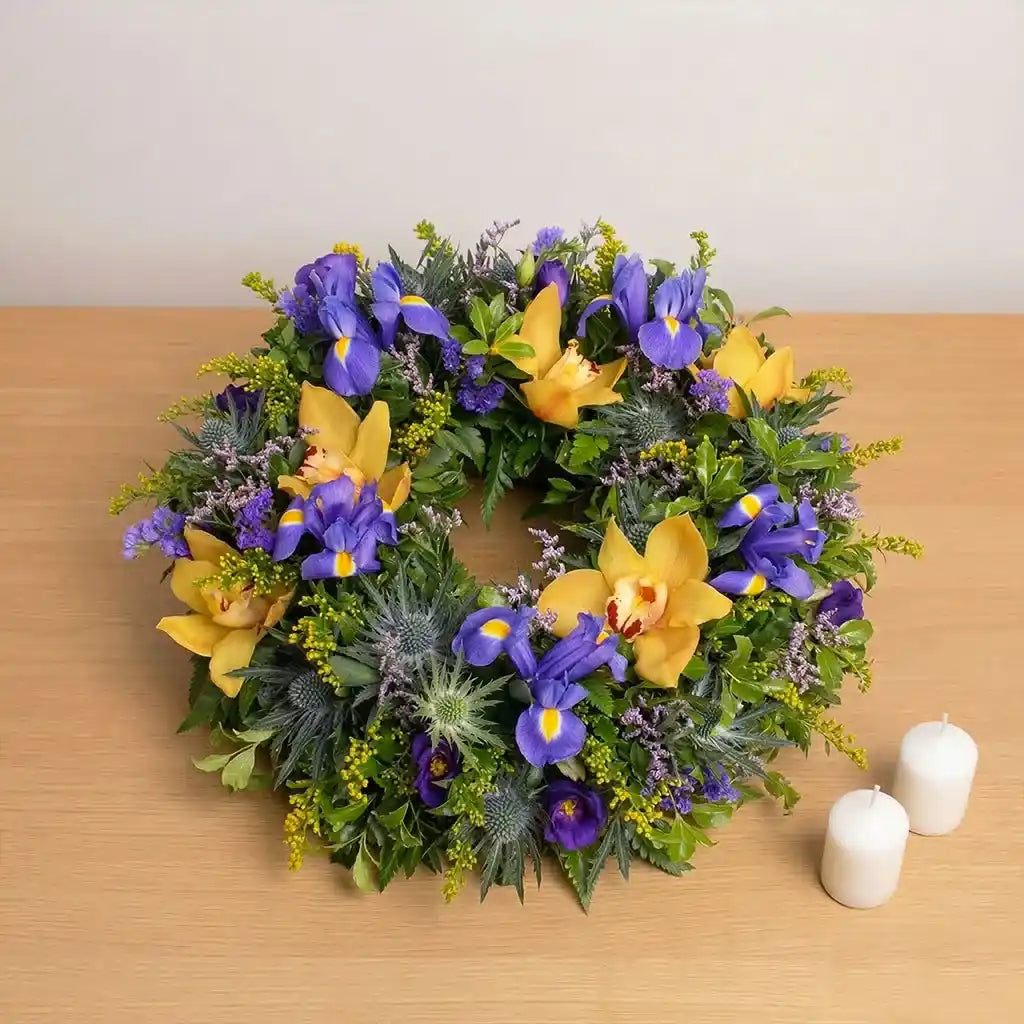 Sympathy Orchid and Iris Wreath