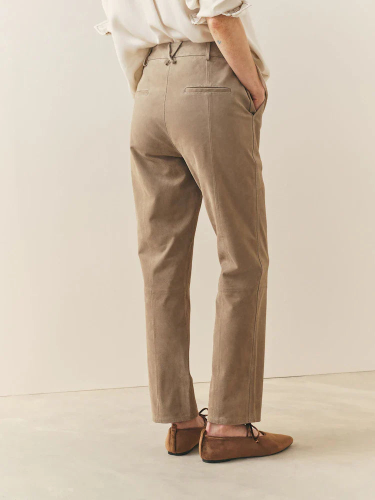 Nothing Ordinary Stone Slim Real Suede Leg Trousers