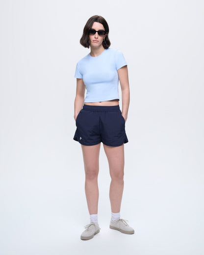 Womens Cropped T-Shirt—Wildflower Blue