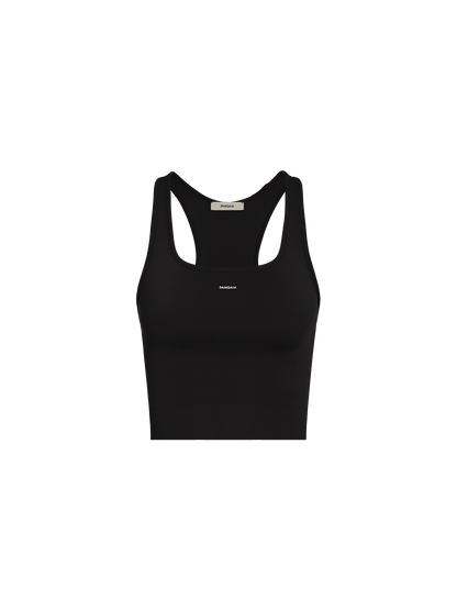 Womens 99% Bio-Based Compressive Ribbed Tank Top—Black