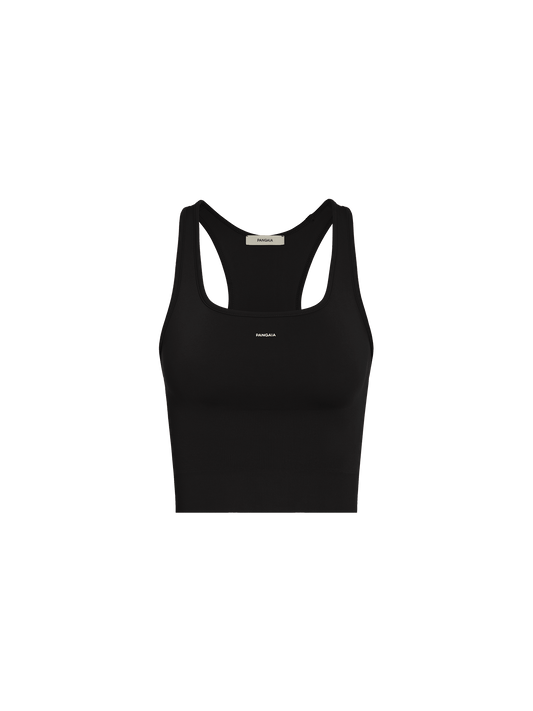 Womens 99% Bio-Based Compressive Ribbed Tank Top—Black