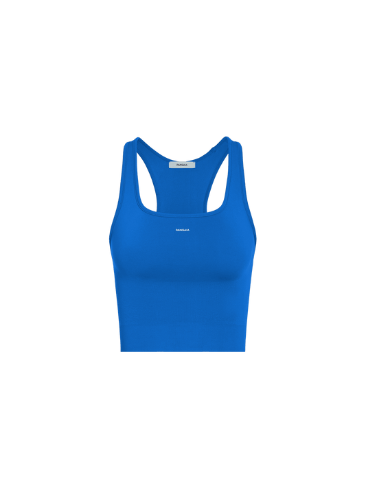 Womens 99% Bio-Based Compressive Ribbed Tank Top—Gaia Blue