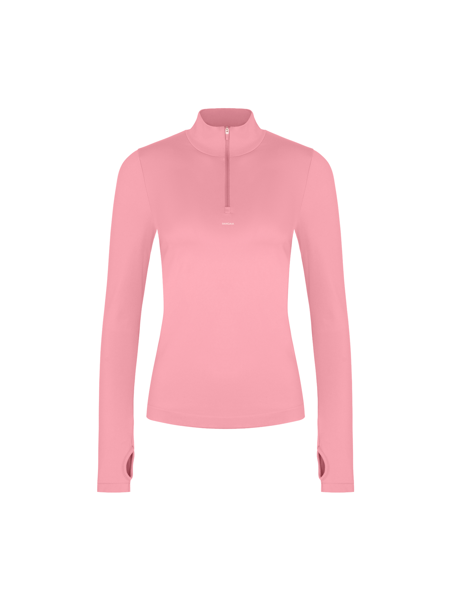 Womens 99% Bio-Based Zipped Long Sleeve Top—Dewy Rose