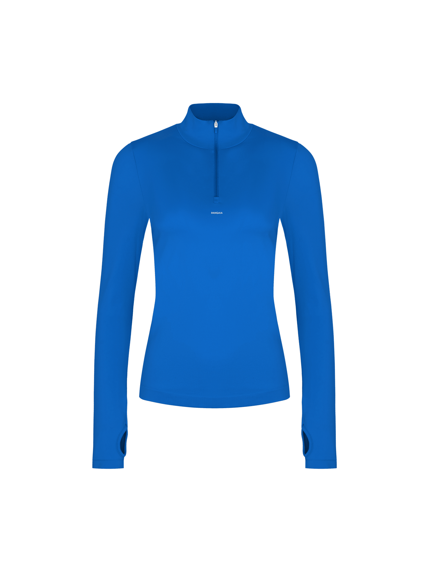 Womens 99% Bio-Based Zipped Long Sleeve Top—Gaia Blue
