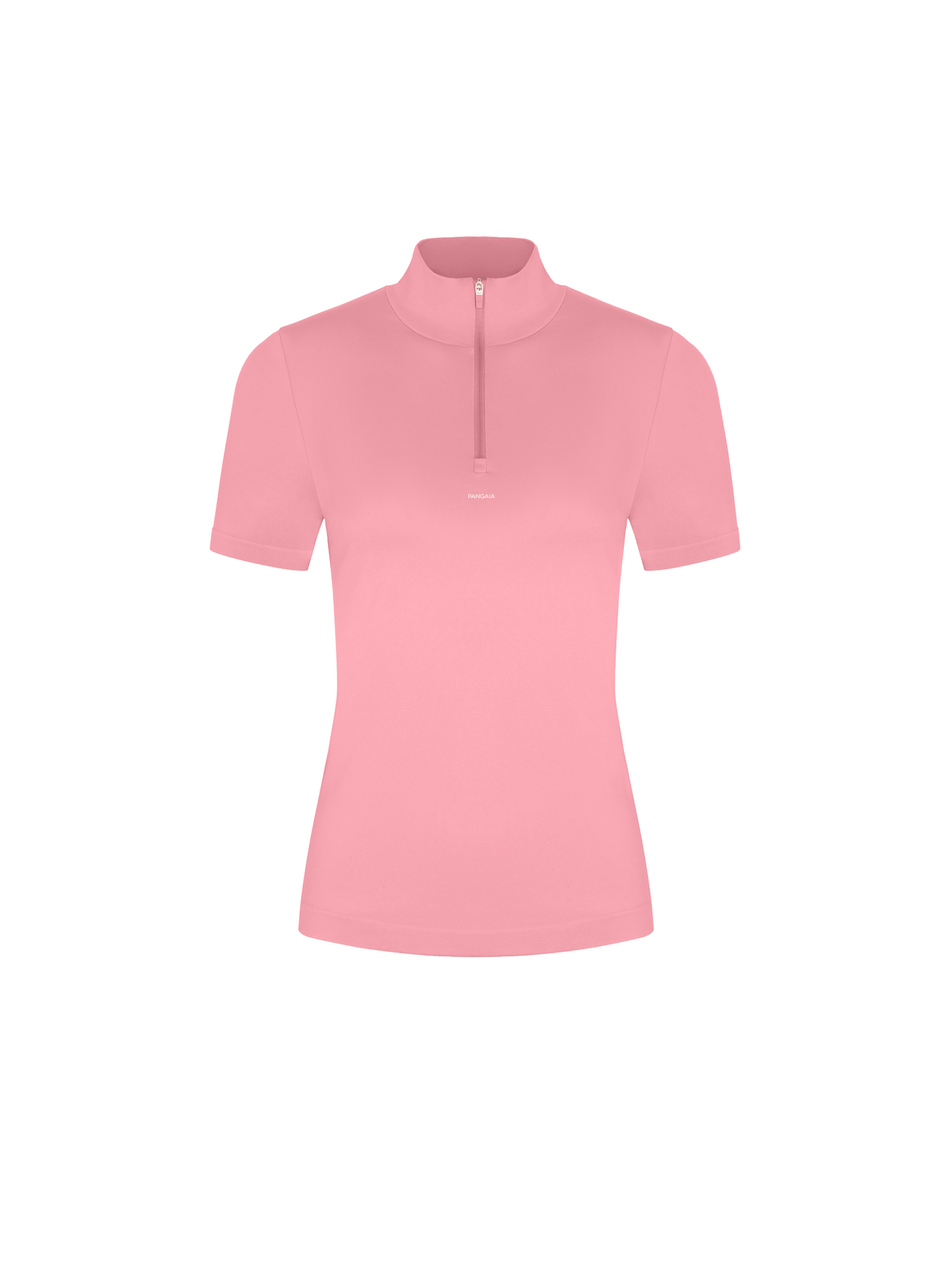 Womens 99% Bio-Based Zipped Short Sleeve Top—Dewy Rose