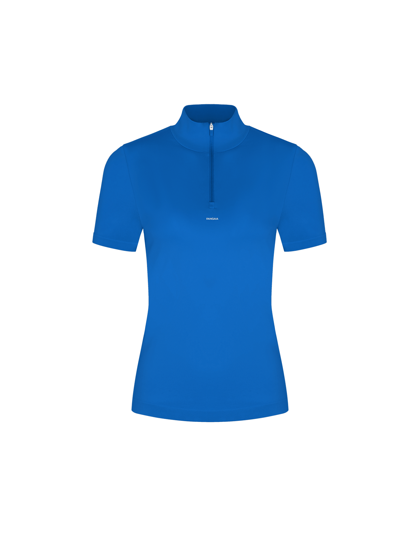 Womens 99% Bio-Based Zipped Short Sleeve Top—Gaia Blue