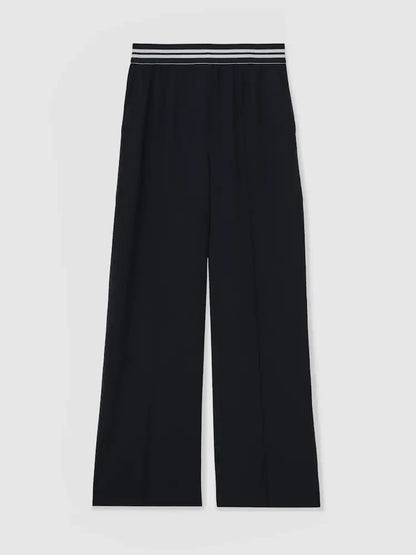 Reiss Black Athena Atelier Wool Stud Flared Trousers